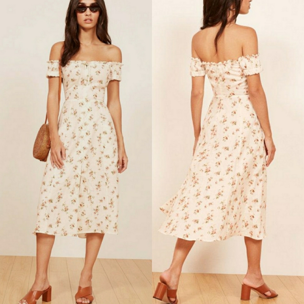 Reformation Bogota Floral Print Midi Dress